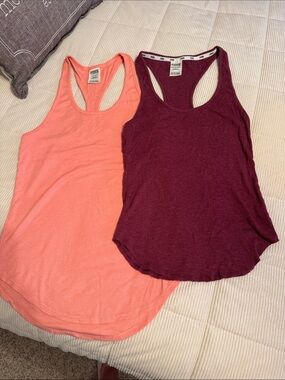 PINK Victoria's Secret Racerback Tank Top - bundle!  Peach and Burgundy